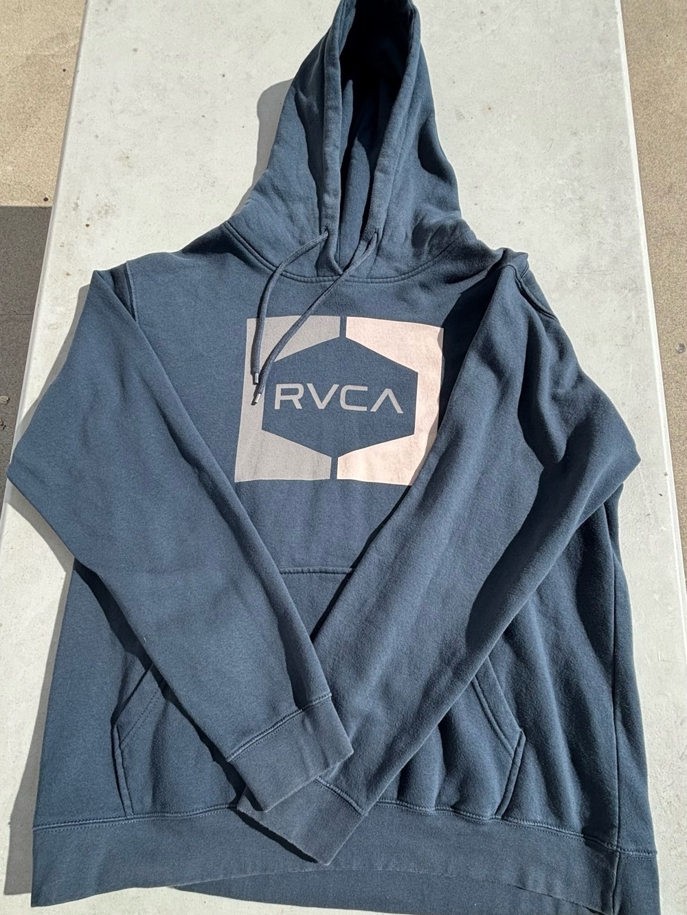 RVCA Men's Slate Blue Logo Crewneck Hoodie